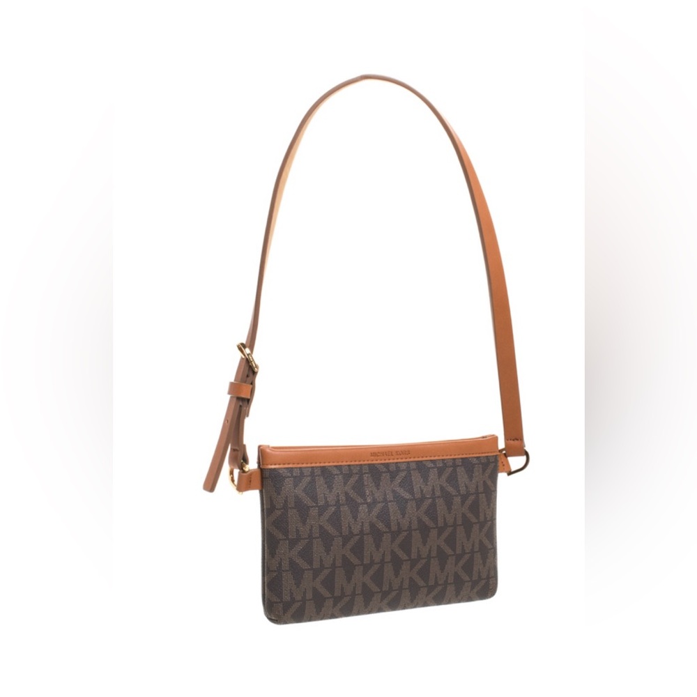 Michael Kors Brown/Tan Signature Coated Canvas and Leather Belt Bag